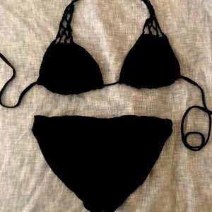 Black weave crochet bikini